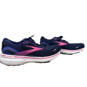 Brooks Ghost 15 Womens 8 Navy Blue Pink Neutral Running Shoes Cushioned Road